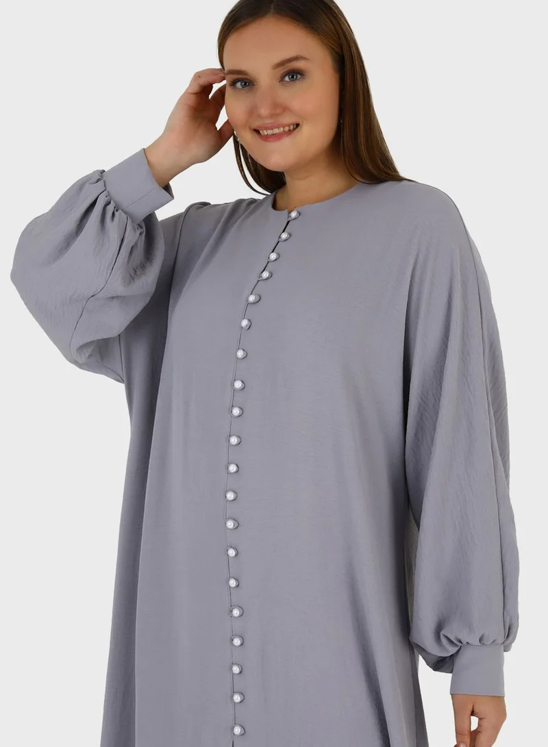 Alia by modanisa Puff Sleeve Button Down Dress