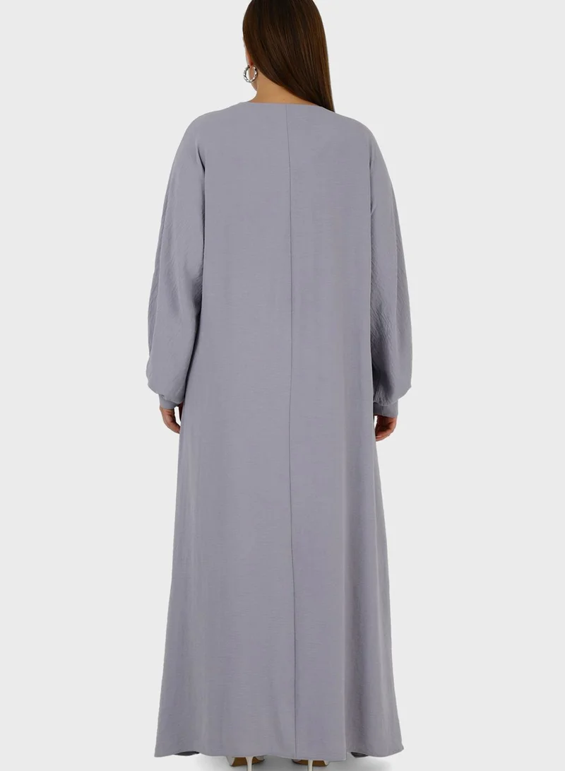 Alia by modanisa Puff Sleeve Button Down Dress