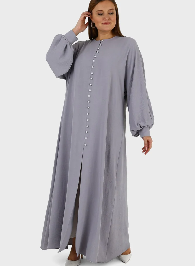 Alia by modanisa Puff Sleeve Button Down Dress
