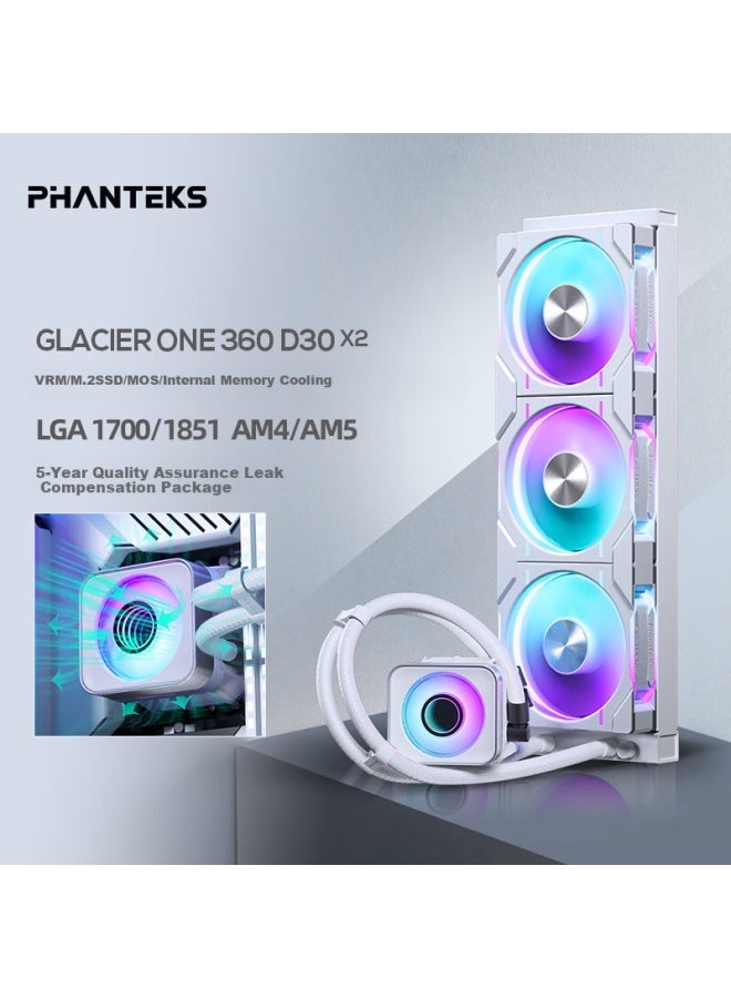 Phanteks Ice Spirit D30 X2 White 360 All-in Cpu Liquid Cooler - Image 1