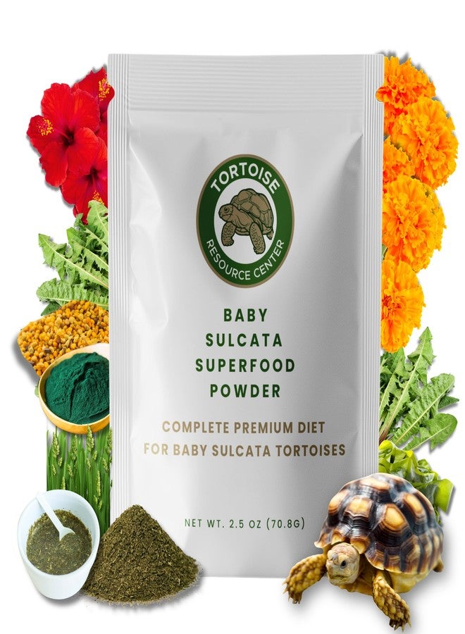 Tortoise Resource Center Baby Sulcata Food Powder with Calcium - Scientifically Formulated Diet for Healthy Growth - High Fiber Low Protein with Probiotics | 2.5 oz Bag | 2 Week Supply - Image 1