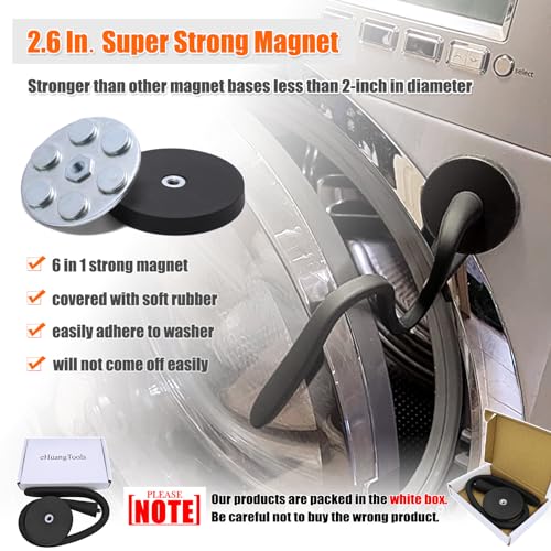eHuangTools Front Load Washer Door Prop, Removable Flexible Washer Door Stopper, Magnetic Washing Machine Door Holder with 66mm Magnet Base, Keep Washer Door Open to Prevent Odors (Black) - Image 3