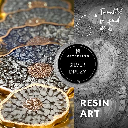 MEYSPRING Silver Druzy Epoxy Resin Color Pigment - 50g - Mica Powder for Resin - Pigment Powder - Mica Powder for Epoxy Resin - Mica Powder for Candle Making - Candle Dye - Garage Floor Epoxy - Image 3