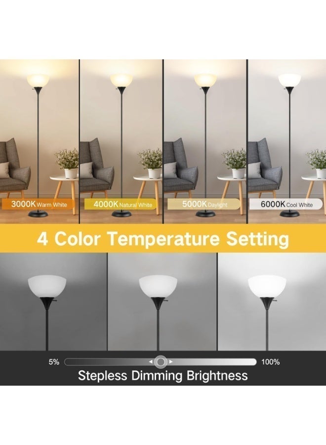 OUTON Dimmable Upligther Floor Lamp with Remote Control, 3000K-6000K Adjustable Color Temperatures, Bulb Included, 1H Timer, LED Bright Tall Torchiere Standing Lamp for Living Room, Bedroom, Office - Image 2