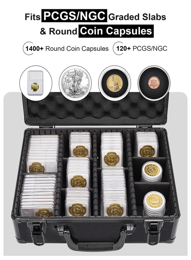 صندوق تخزين العملات المعدنية المصنف من LOCKCURX لألواح NGC PCGS، سعة 120 قطعة (أسود) - Image 4