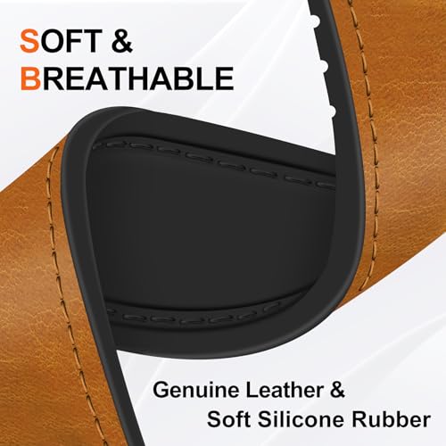 WestEagle Leather Watch 8 Band Compatible with Samsung Galaxy Watch 8 40mm 44mm/ 8 Classic 46mm, Magnetic Buckle Silicone Bottom Design Adjustable Wristbands Accessories for Men and Women, Light Brown - Image 4