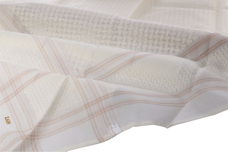 Zain Winter Striped Beige Shemagh - Image 4