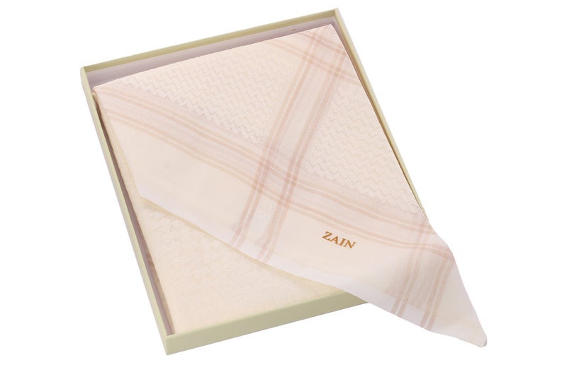 Zain Winter Striped Beige Shemagh - Image 1