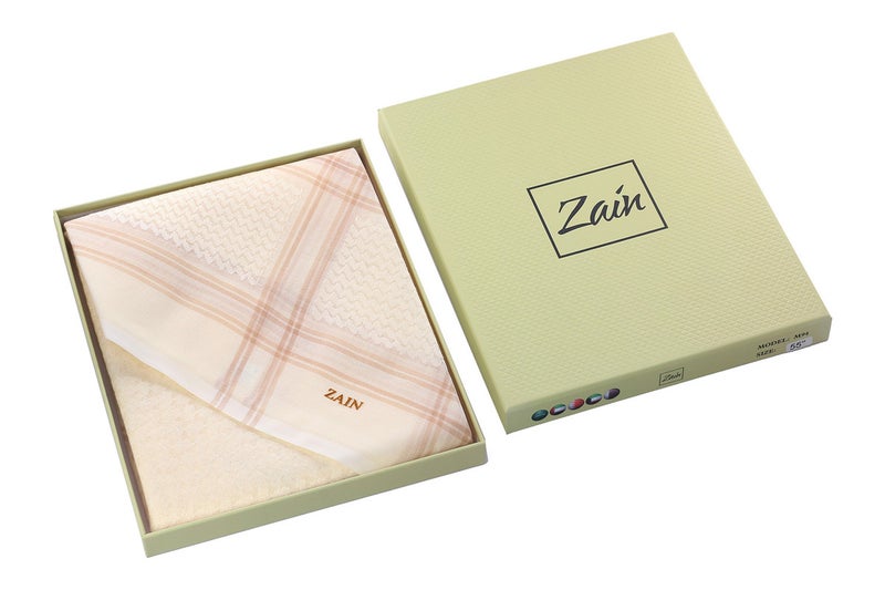 Zain Winter Striped Beige Shemagh - Image 2