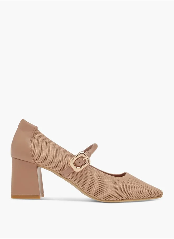 Celeste Women's Square Toe Shoes with Buckle Closure and Block Heels