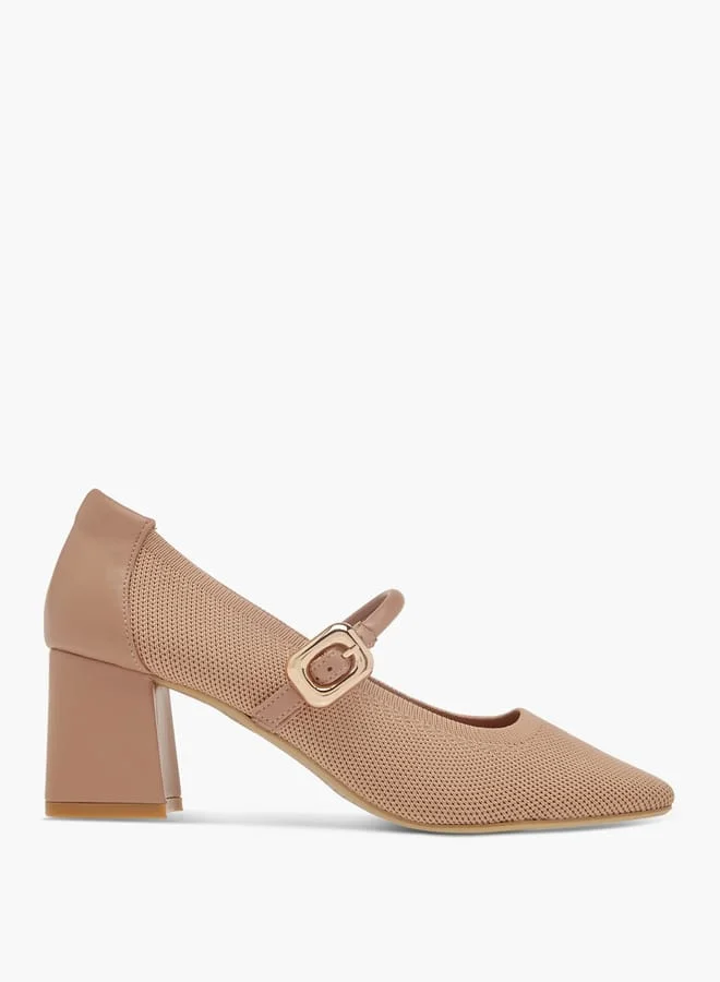 Celeste Women's Square Toe Shoes with Buckle Closure and Block Heels