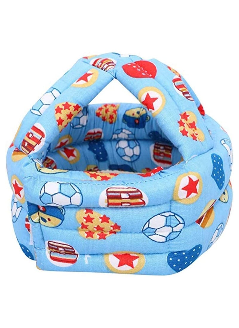 Gonice - Baby Helmet, Baby Head Protector, Toddler Protective Cap, Cotton, Adjustable, Safety Helmet, Suitable For Learning To Crawl And Walk (Football Blue) - Image 1