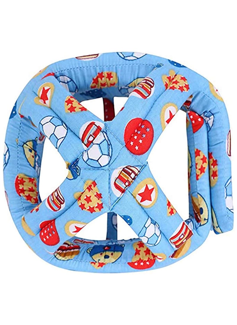 Gonice - Baby Helmet, Baby Head Protector, Toddler Protective Cap, Cotton, Adjustable, Safety Helmet, Suitable For Learning To Crawl And Walk (Football Blue) - Image 1