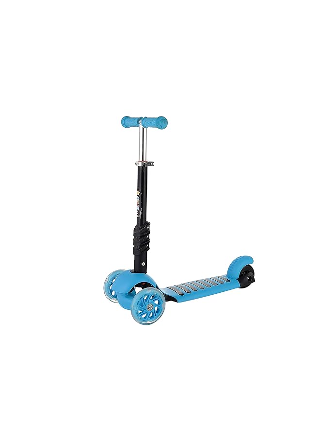 ASC سكوتر 2 في 1 مع مقعد أزرق قابل للتعديل مع عجلة قيادة زنبركية قابلة للإمالة ومقعد خلفي قابل لتعديل الارتفاع وفرامل قدم وسلة دعسوقة للأطفال من سن 3 سنوات فما فوق - Image 2