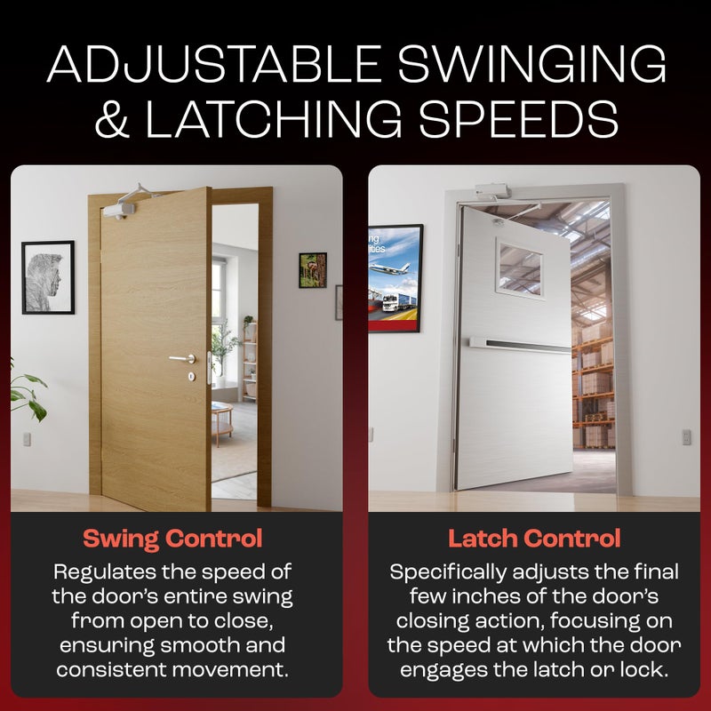 PrimeWare DC-300 Automatic Adjustable Door Closers for Home | Soft Close, No Slam | Residential and Commercial Door Closer | Level 3 | for Doors Weighing 90-140 lbs | Hydraulic Door Spring - White - Image 3