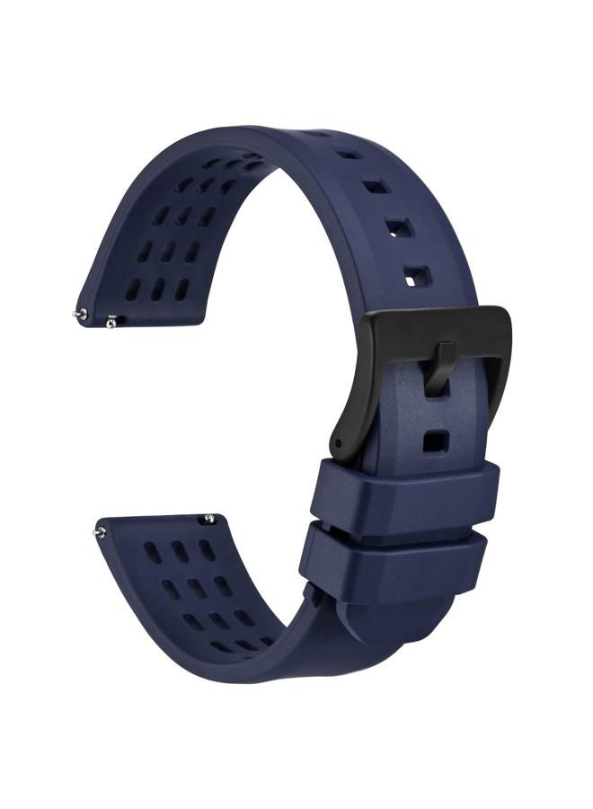 WOCCI 22mm Rally Watch Band, FKM Rubber Strap, Quick Release, Black Matte Buckle (Blue)  - Image 1