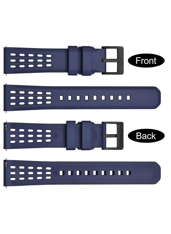 WOCCI 22mm Rally Watch Band, FKM Rubber Strap, Quick Release, Black Matte Buckle (Blue)  - Image 3
