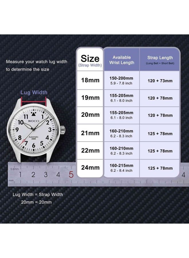 WOCCI 22mm Rally Watch Band, FKM Rubber Strap, Quick Release, Black Matte Buckle (Blue)  - Image 5