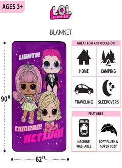 Franco Franco Kids Bedding Super Soft Plush Micro Raschel Blanket, 62 in x 90 in, LOL Surprise  - Image 2