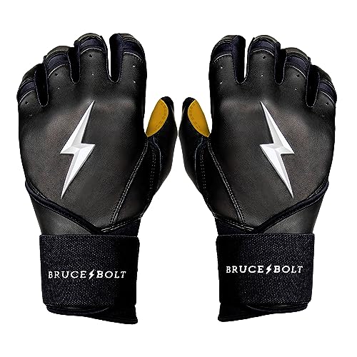 BRUCE BOLT Original Series Long Cuff Black Batting Glove - Black Small - Image 1