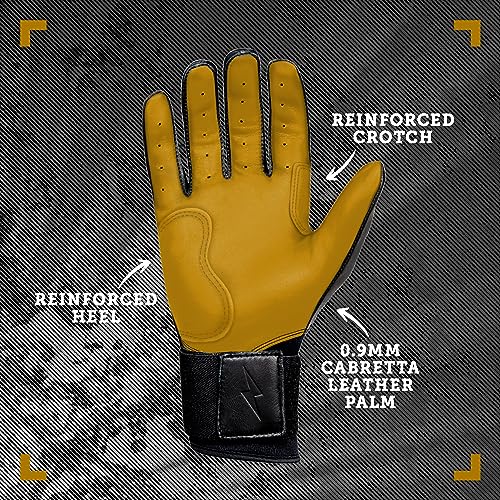 BRUCE BOLT Original Series Long Cuff Black Batting Glove - Black Small - Image 3