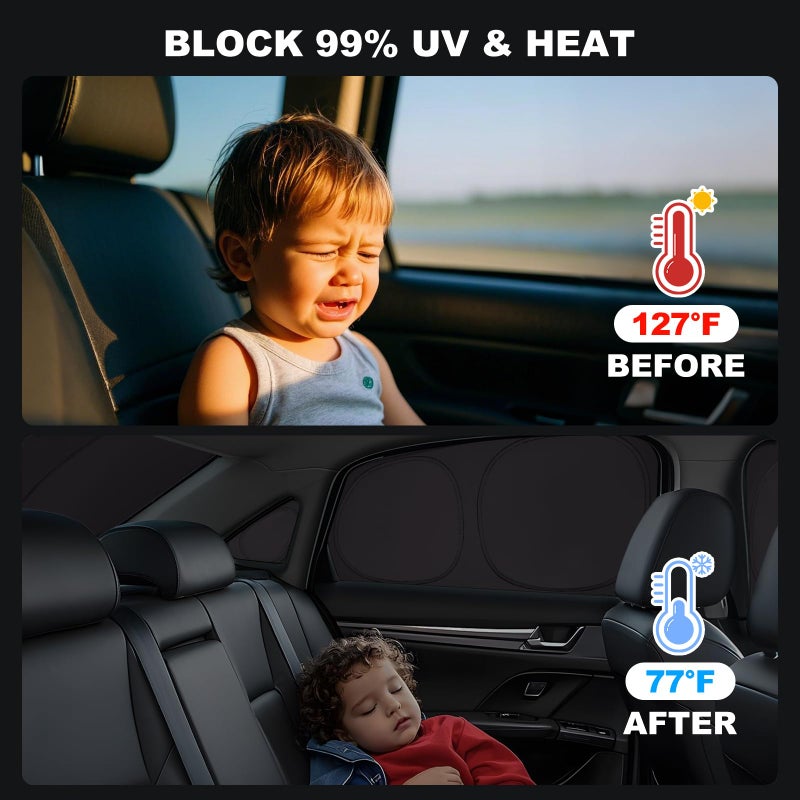 XCBYT 2019-2024 Wrangler Full Coverage Window Shades | 6-Layer Blackout Insulated Sun & UV Protection | Custom Fit Privacy Covers for Camping, Sleeping & Car Living (8 PCS) - Image 5