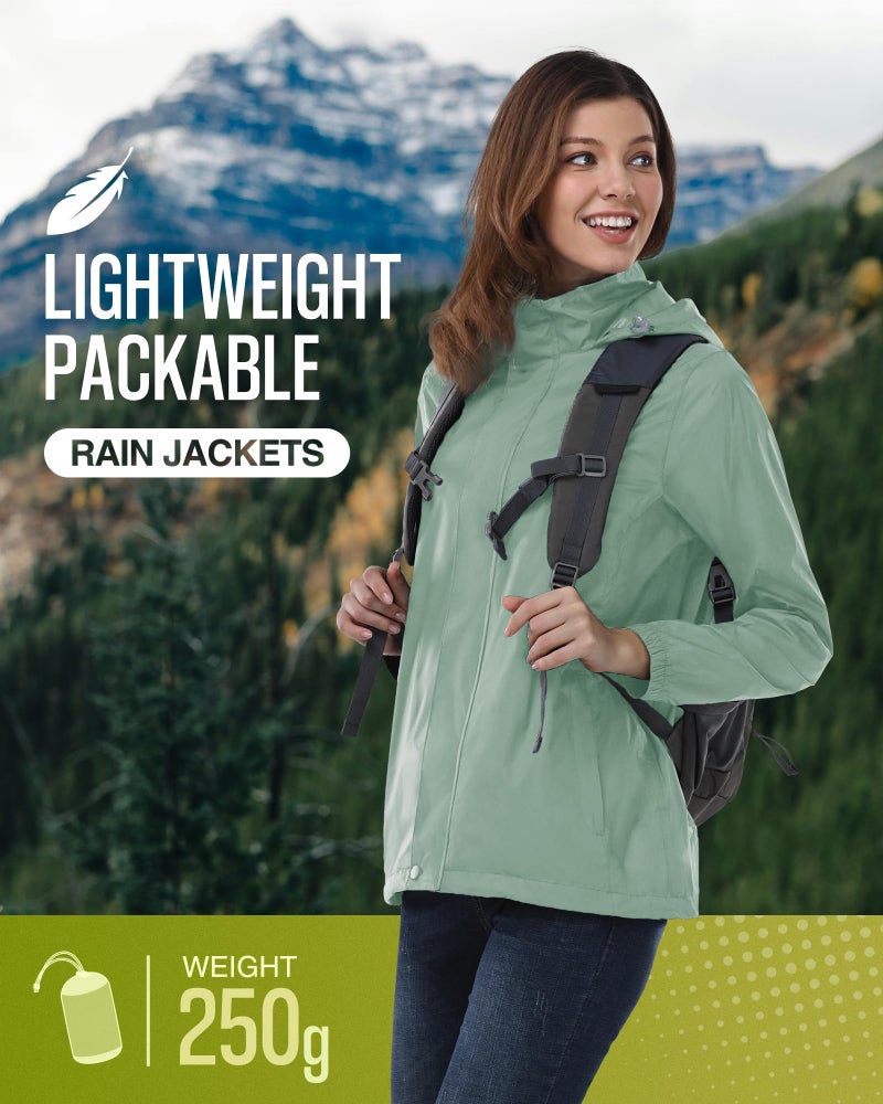 33,000ft Women's Rain Jacket Waterproof Lightweight Packable Raincoat with Hood for Golf Hiking Travel Windbreaker - Image 2