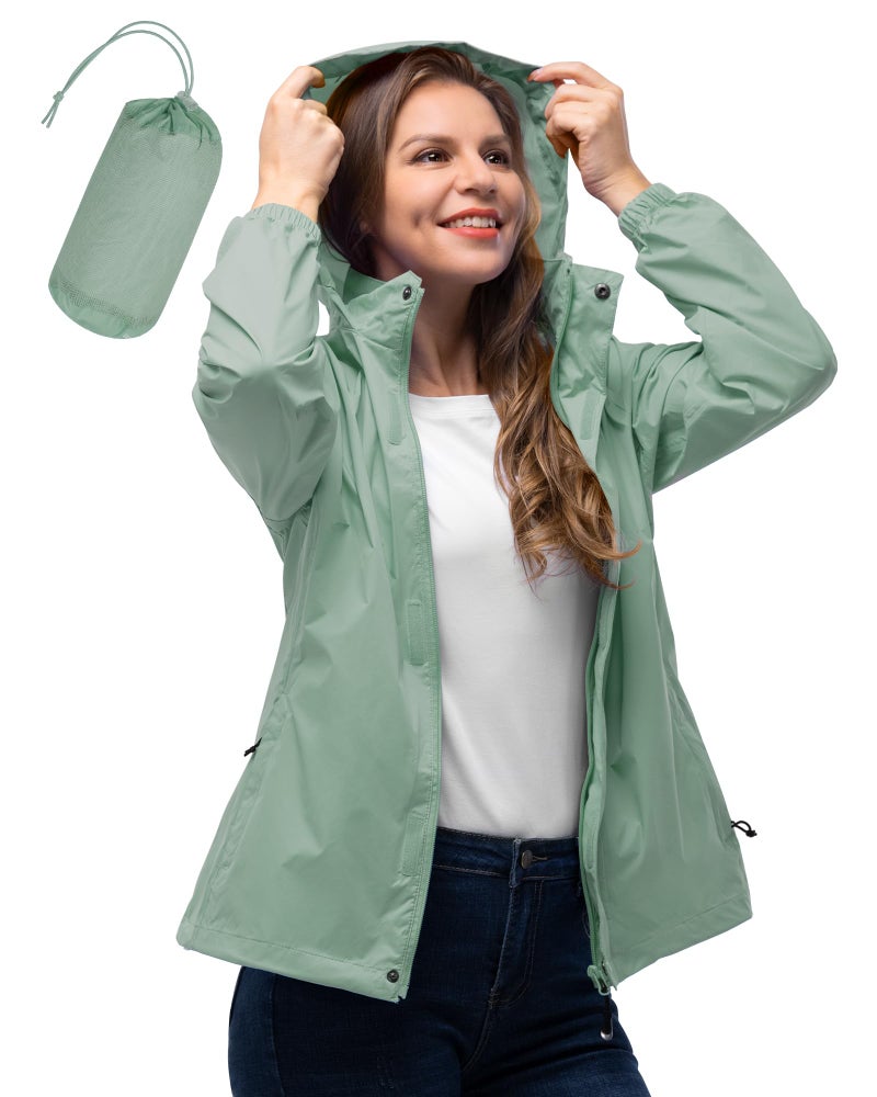 33,000ft Women's Rain Jacket Waterproof Lightweight Packable Raincoat with Hood for Golf Hiking Travel Windbreaker - Image 1