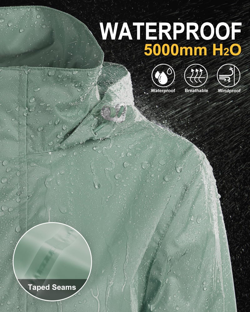 33,000ft Women's Rain Jacket Waterproof Lightweight Packable Raincoat with Hood for Golf Hiking Travel Windbreaker - Image 3