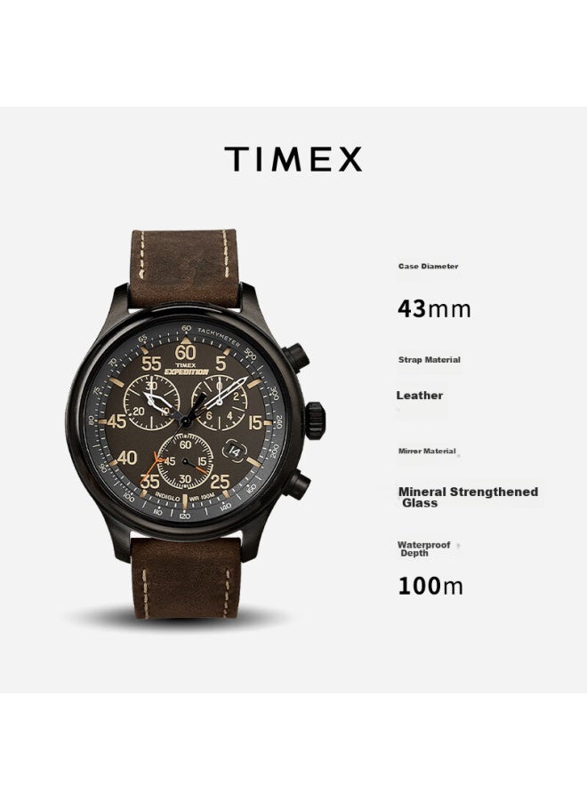 TIMEX ساعة كواتز رياضية خارجية ثلاثية العين للرجال من سلسلة إكسبيديشن، هدية عيد ميلاد T49905 - Image 4