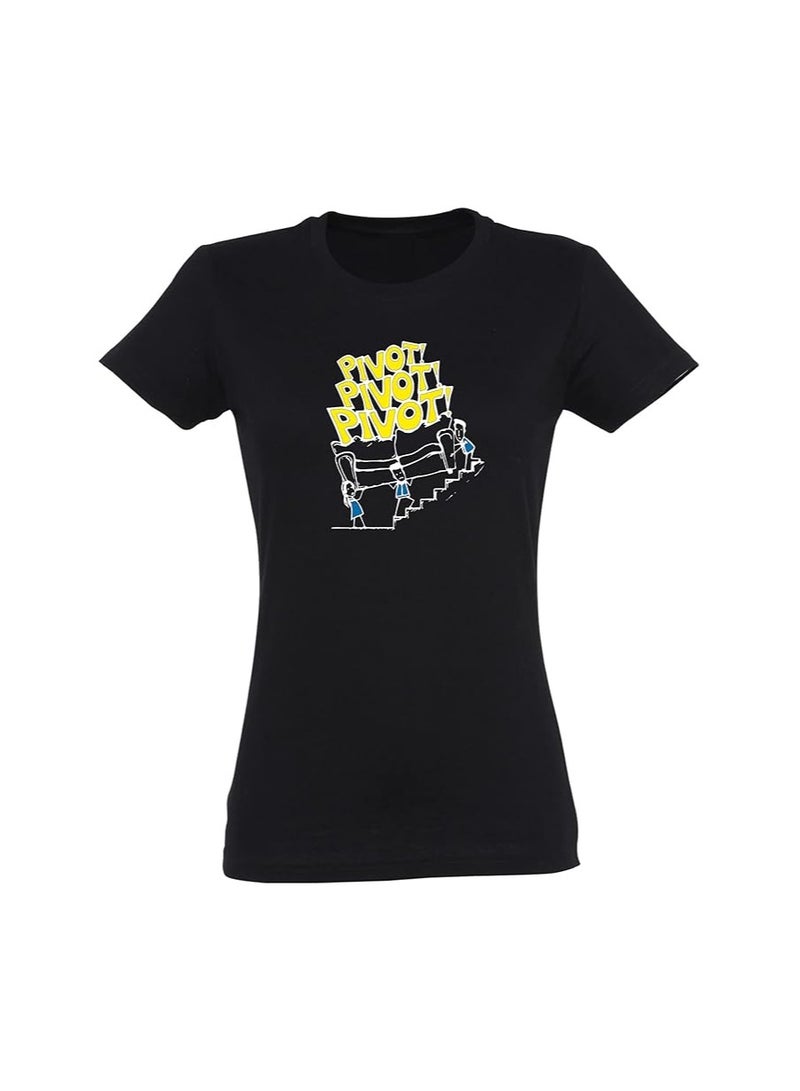 Pivot Friends T-Shirt For Women | Black Round Neck Cotton Tee | Iconic TV Show Print | Casual & Comfy Top For Girls" - Image 1