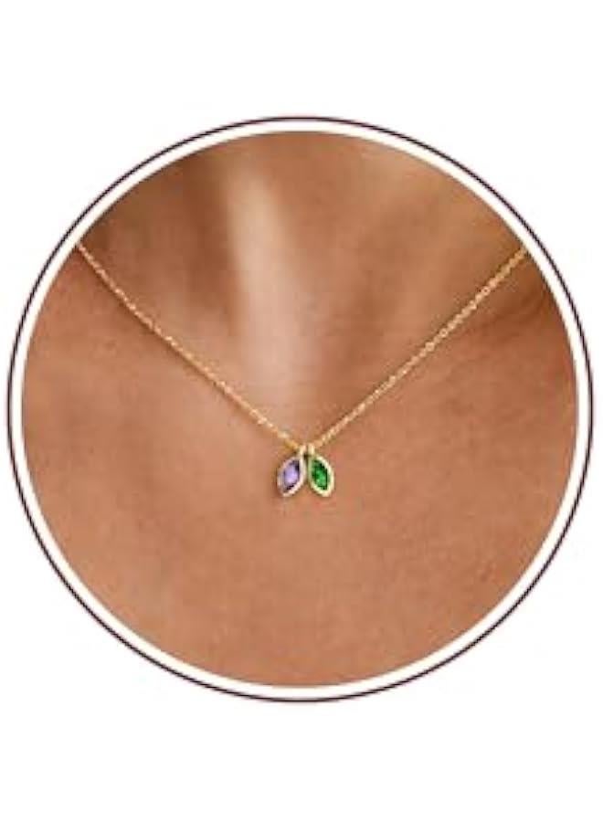 Arabest Birthstone Necklace for Women Dainty Gold Necklace with 2 Birthstone  Stocking Stuffers Teen Girl Gifts Trendy Stuff Birthday Gift Moms 2025 Graduation Gift Adjustable Anniversary Jewelry for Daughter Girlfriend Friend - Image 1