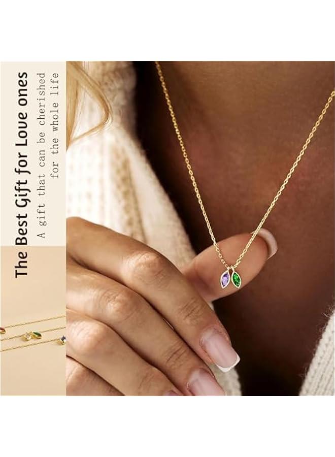 Arabest Birthstone Necklace for Women Dainty Gold Necklace with 2 Birthstone  Stocking Stuffers Teen Girl Gifts Trendy Stuff Birthday Gift Moms 2025 Graduation Gift Adjustable Anniversary Jewelry for Daughter Girlfriend Friend - Image 3