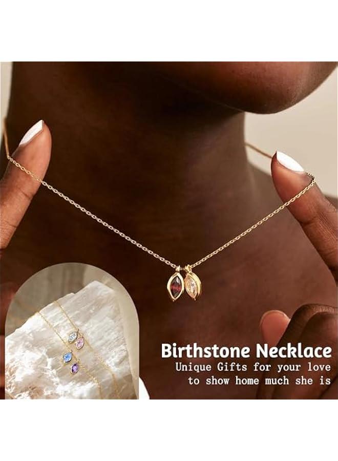 Arabest Birthstone Necklace for Women Dainty Gold Necklace with 2 Birthstone  Stocking Stuffers Teen Girl Gifts Trendy Stuff Birthday Gift Moms 2025 Graduation Gift Adjustable Anniversary Jewelry for Daughter Girlfriend Friend - Image 4