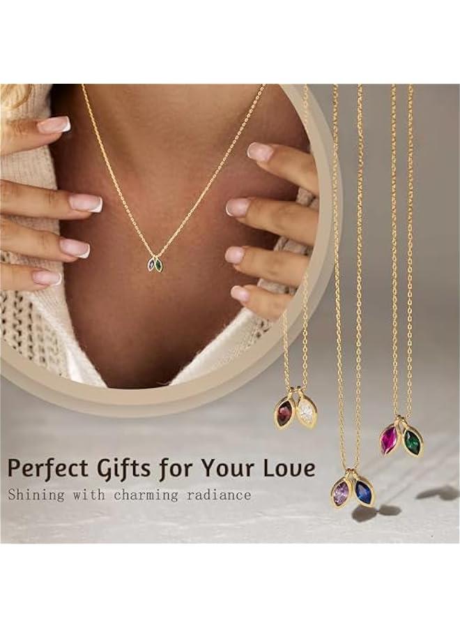 Arabest Birthstone Necklace for Women Dainty Gold Necklace with 2 Birthstone  Stocking Stuffers Teen Girl Gifts Trendy Stuff Birthday Gift Moms 2025 Graduation Gift Adjustable Anniversary Jewelry for Daughter Girlfriend Friend - Image 5
