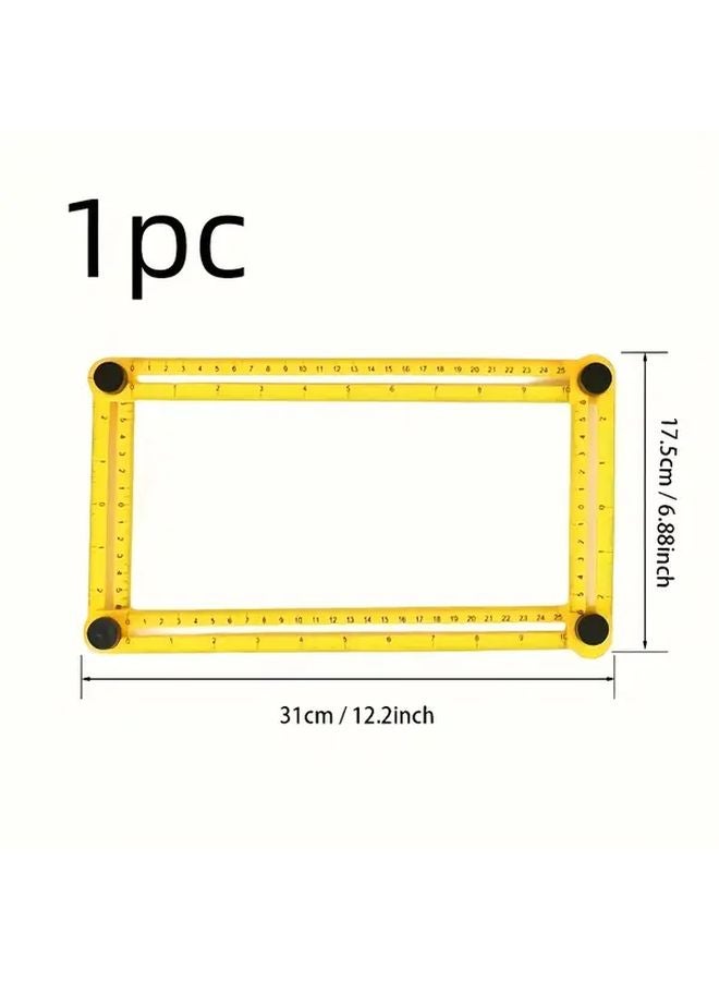 Yellow 4 In 1 Multi Angle Measurement Tool Foldable ABS Plastic Ruler - Image 1