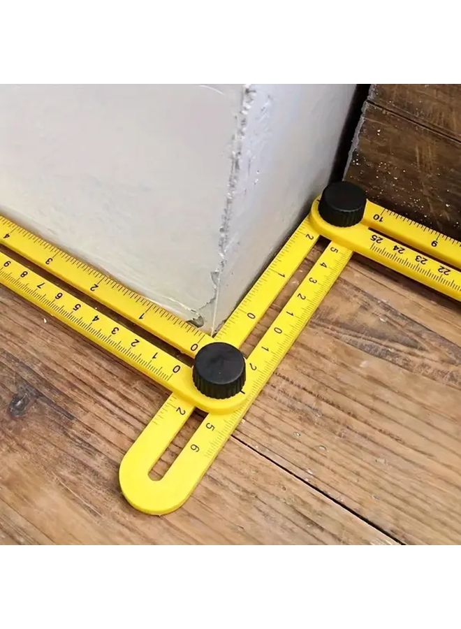 Yellow 4 In 1 Multi Angle Measurement Tool Foldable ABS Plastic Ruler - Image 2