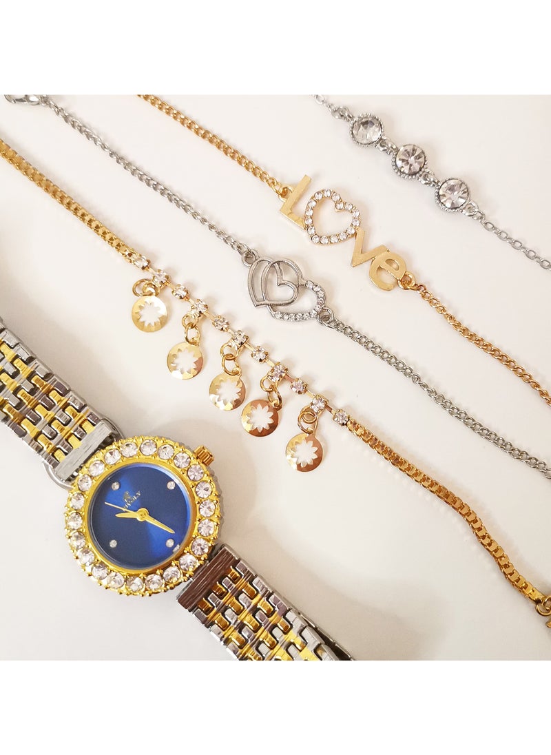 Rivoly - Women's Rivoli Brand Set, Consisting of a Watch and set of Bracelets Half Steel - Image 1