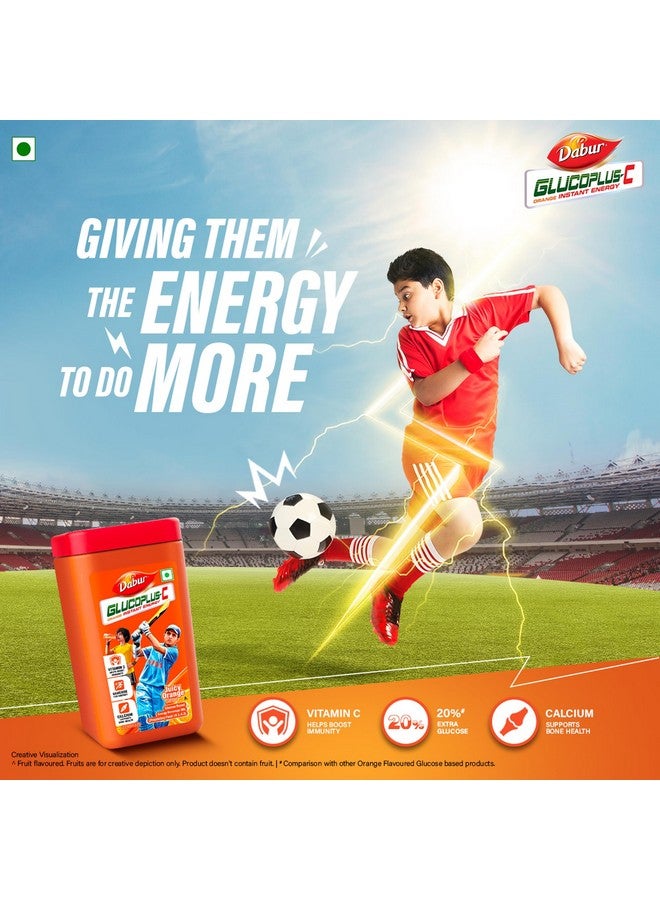 Dabur مسحوق دابر غلوكوبلس-سي لذيذ وعصيري (بنكهة البرتقال) - 400 جرام | فيتامين سي يساعد في تعزيز المناعة | الكالسيوم يدعم صحة العظام - Image 3