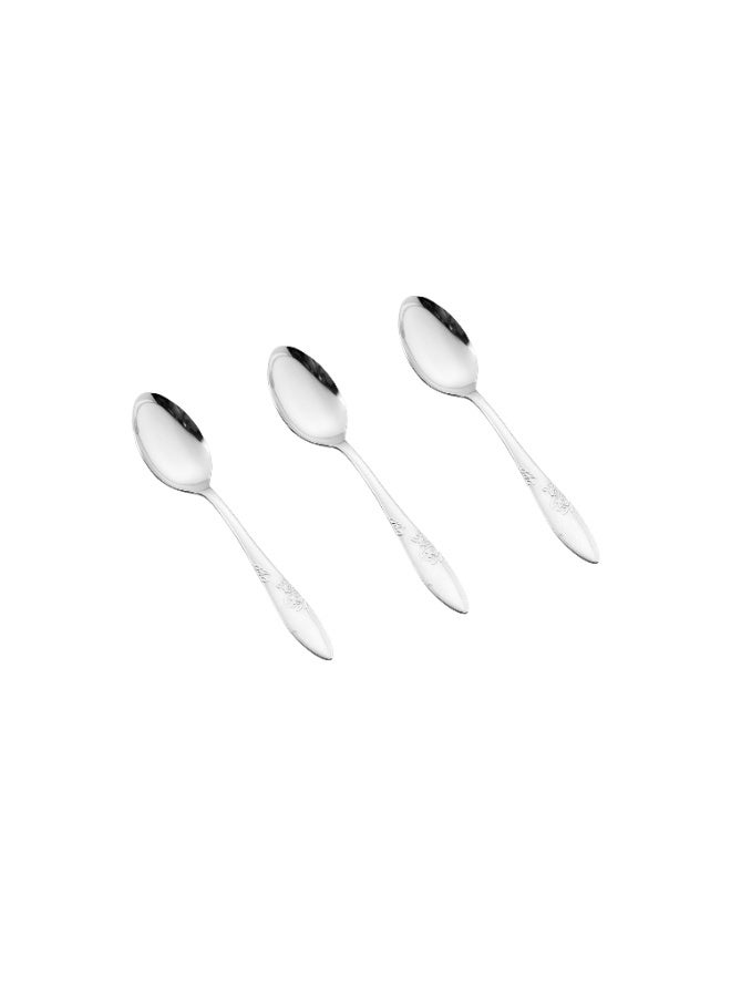 هيك طقم ملاعق حلى من الستانلس ستيل المقاوم للصدأ مكون من 12 قطعة فضي - Image 2