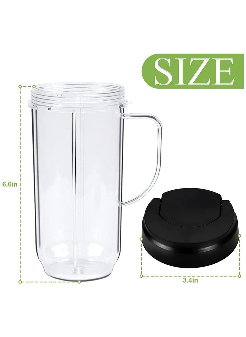SYOSI - SYOSI 22oz Magic Bullet Blender Cups Replacement Parts with Flip Top To-Go Lid and Handle for Magic Bullet Mb1001 Blender Accessories (2 Pack) - Image 1