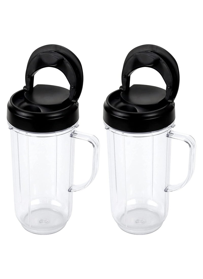 SYOSI - SYOSI 22oz Magic Bullet Blender Cups Replacement Parts with Flip Top To-Go Lid and Handle for Magic Bullet Mb1001 Blender Accessories (2 Pack) - Image 1