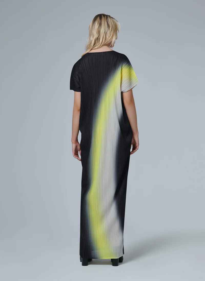 leem Graffiti-Effect Plisse Dress