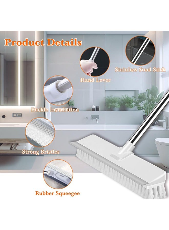 فرشاة تنظيف بمقبض طويل، فرشاة تنظيف الأرضيات 2 في 1، فرشاة تنظيف بشعيرات صلبة مع ممسحة، مجموعة فرشاة تنظيف الدش بمقبض قابل للتمديد 108 سم للحمام والمطبخ والشرفة والحوض والبلاط - Image 4