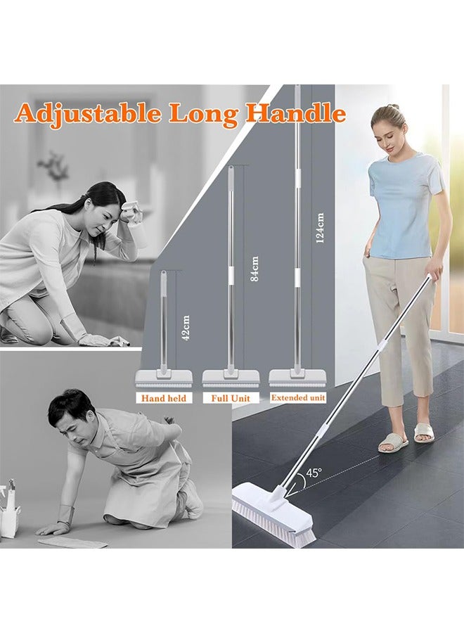 فرشاة تنظيف بمقبض طويل، فرشاة تنظيف الأرضيات 2 في 1، فرشاة تنظيف بشعيرات صلبة مع ممسحة، مجموعة فرشاة تنظيف الدش بمقبض قابل للتمديد 108 سم للحمام والمطبخ والشرفة والحوض والبلاط - Image 5