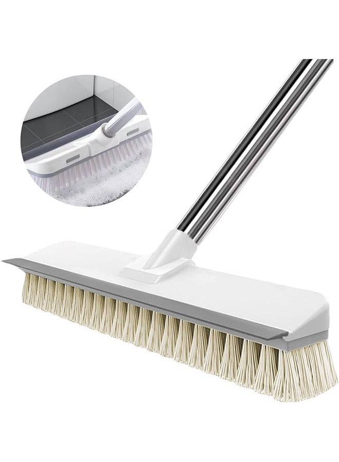 فرشاة تنظيف بمقبض طويل، فرشاة تنظيف الأرضيات 2 في 1، فرشاة تنظيف بشعيرات صلبة مع ممسحة، مجموعة فرشاة تنظيف الدش بمقبض قابل للتمديد 108 سم للحمام والمطبخ والشرفة والحوض والبلاط - Image 1