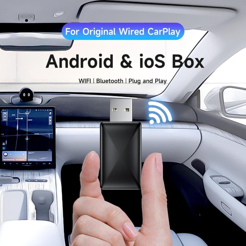 مُحول Carplay لاسلكي مزدوج الوظائف 2 في 1، رابط سحري Plug & Play بالاتصال السريع والثابت، يتحول محول Carplay المُصمم مع الكابل إلى لاسلكي/مُحول اندرويد أوتو لسيارات عام 2016 وما بعده - Image 5