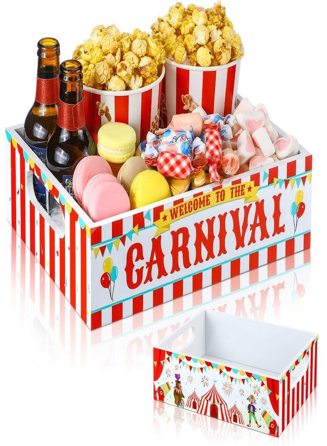 GlikCeil Carnival Food Trays Carnival Party Decorations Wooden Circus Serving Trays with Handles Reusable Circus Snack Holder for Nacho Hot Dog Boats Bowls Plates - Image 1