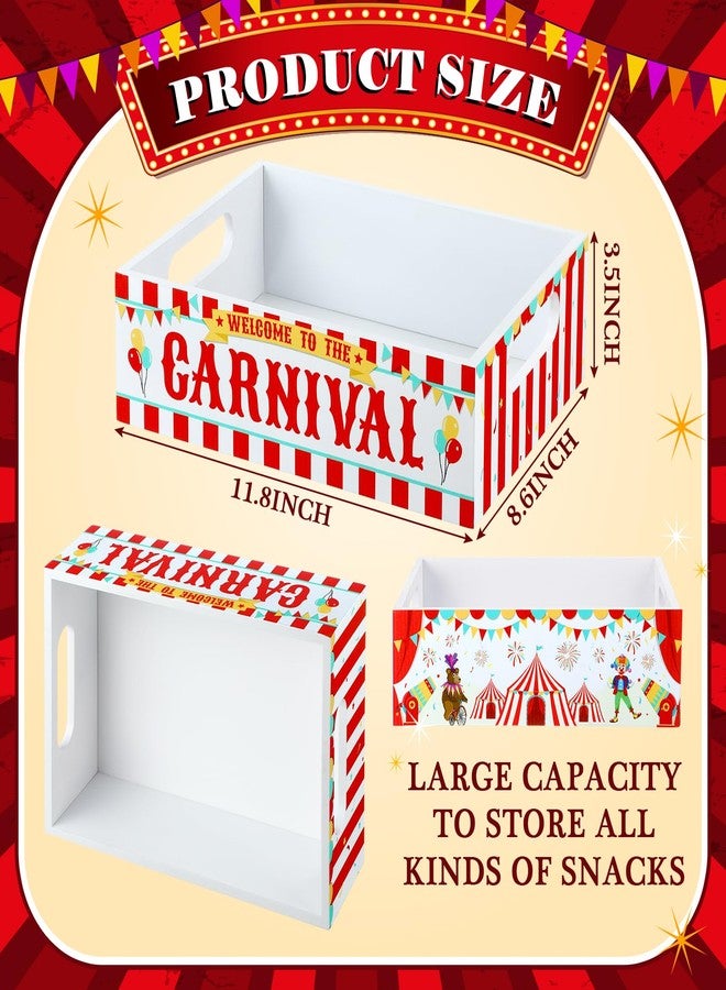 GlikCeil Carnival Food Trays Carnival Party Decorations Wooden Circus Serving Trays with Handles Reusable Circus Snack Holder for Nacho Hot Dog Boats Bowls Plates - Image 2
