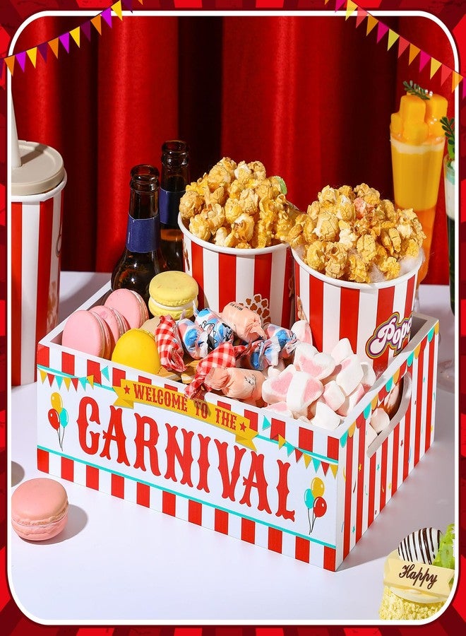 GlikCeil Carnival Food Trays Carnival Party Decorations Wooden Circus Serving Trays with Handles Reusable Circus Snack Holder for Nacho Hot Dog Boats Bowls Plates - Image 4